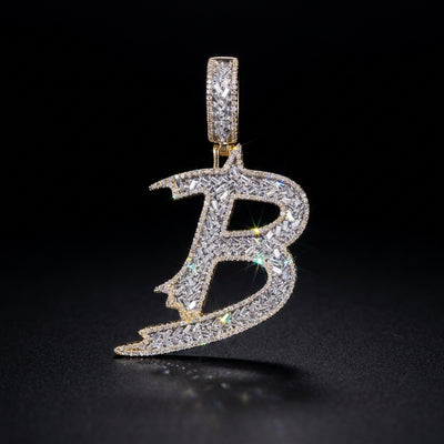 10K Diamond Initial B Pendant