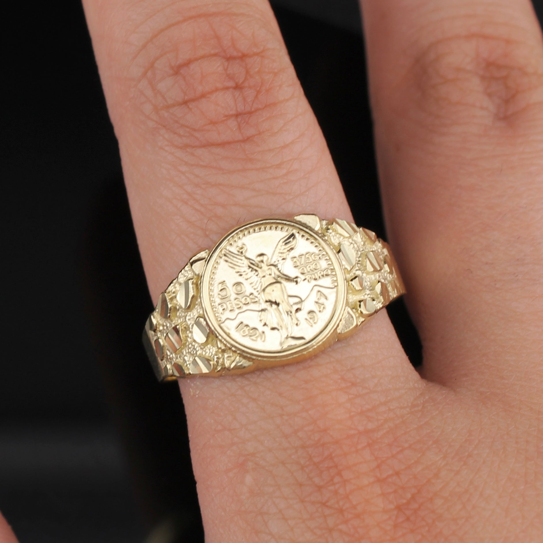 Real 10K Gold 50 Peso Nugget Centenario Ring | ICEbyAK – ICEBYAK display picture 1