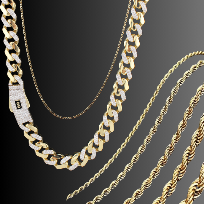 Men's Real Gold Chains — 10K & 14K Cuban, Rope, Franco, Figaro ...