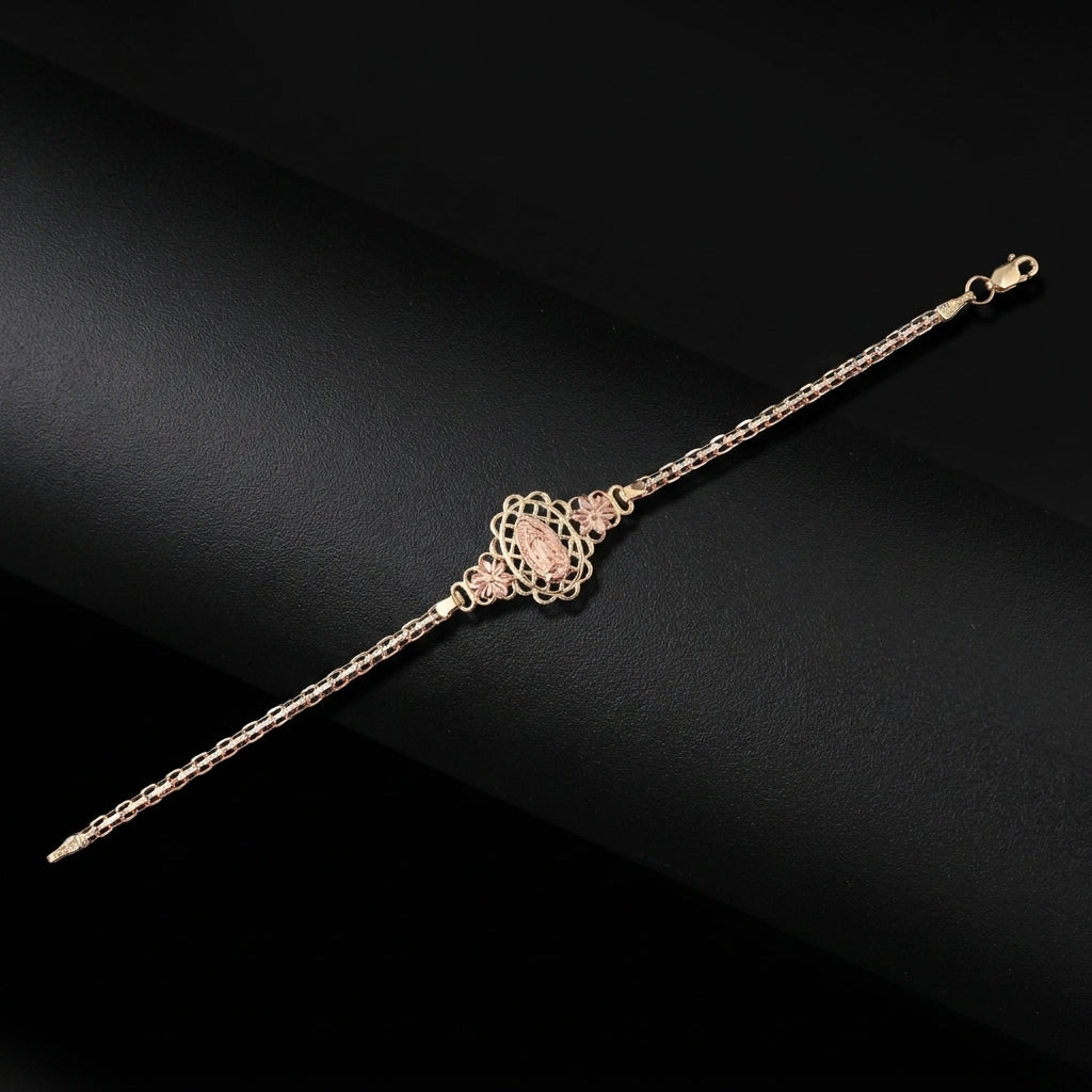 10K TriColor Virgin Mary Bracelet