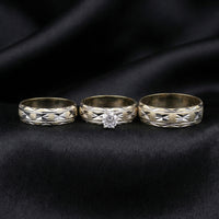 Real 14K Gold Couples Wedding Rings Set