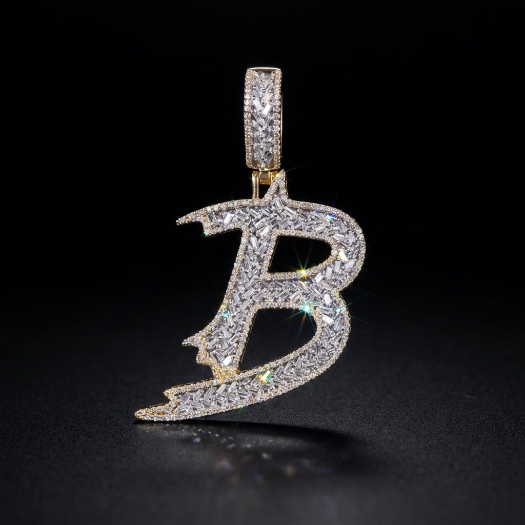 10K Diamond Initial B Pendant