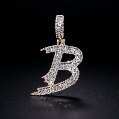 10K Diamond Initial B Pendant