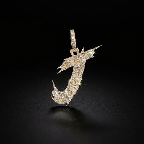 10K Diamond Initial J Pendant 1.1 CTW