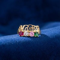 Anillo de oro de 14 quilates "Mama" auténtico