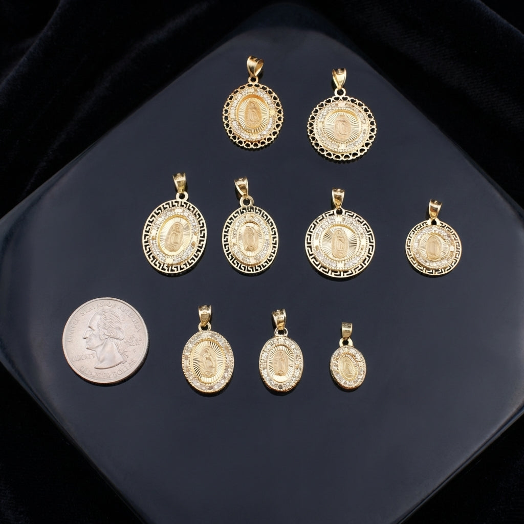 Real 10K Gold Virgin Mary Pendants