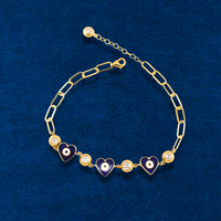 Pulsera de oro de 10K auténtico con corazón y ojo turco