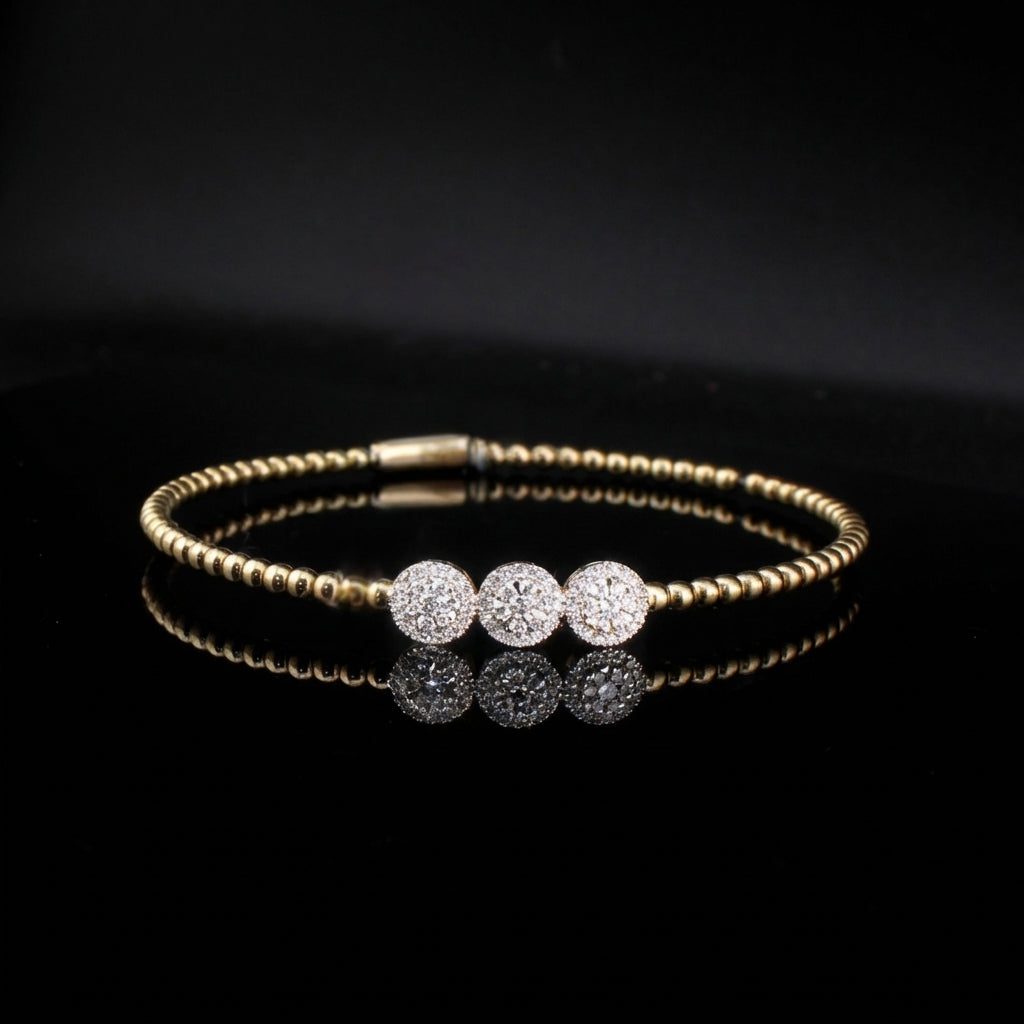 Brazalete flexible con diamantes de oro de 14 quilates auténtico