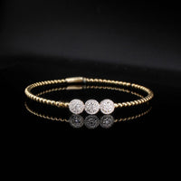 Brazalete flexible con diamantes de oro de 14 quilates auténtico