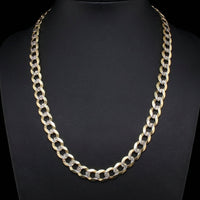 Cadena cubana de oro de 14K genuino con corte diamante de 9.5mm