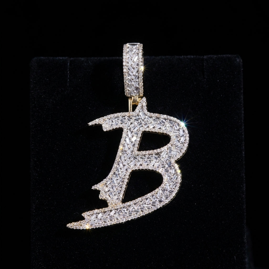 10K Diamond Initial B Pendant