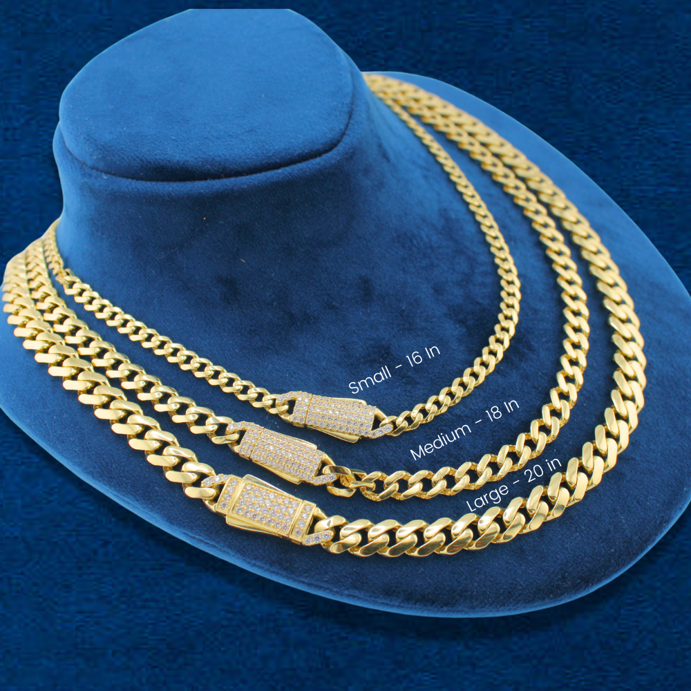 Auténticas cadenas Miami Cuban Royal de oro de 14 quilates