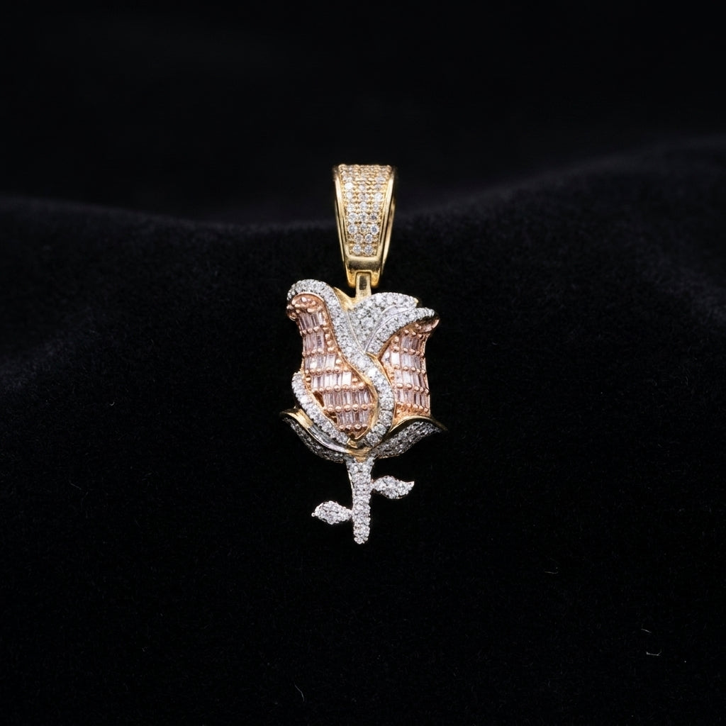 10K Diamond Rose Pendant 0.70 CTW