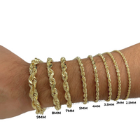 Pulseras de cuerda de oro de 10K auténtico