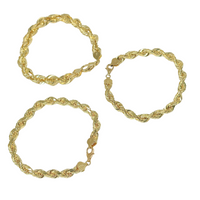 Pulseras de cuerda de oro de 10K auténtico