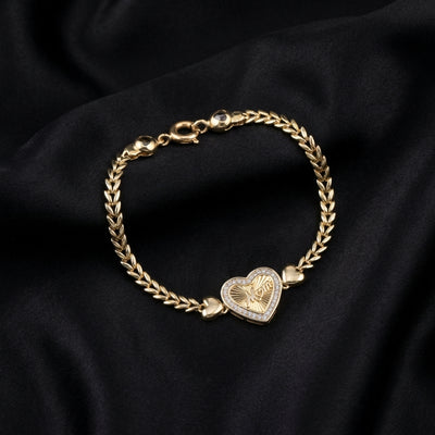 10K Gold Heart Mom Bracelet