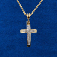 Cadena de oro de 14 quilates real con cruz de diamantes