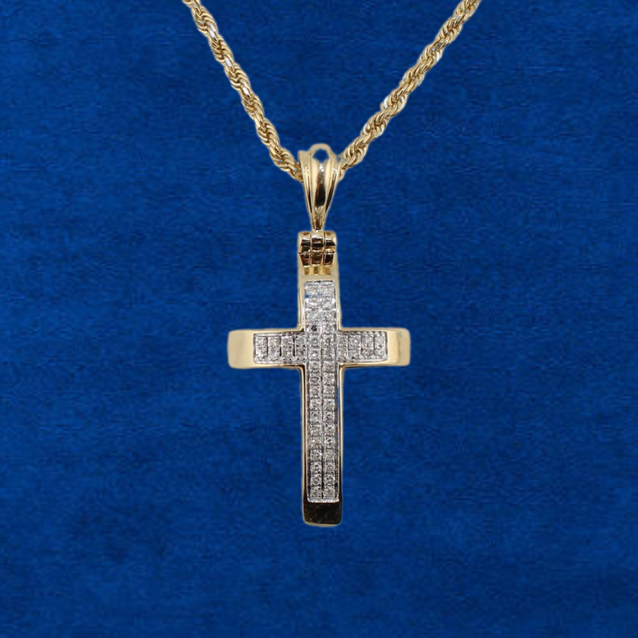 14k Solid Rope Chain with 14k Diamond Cross