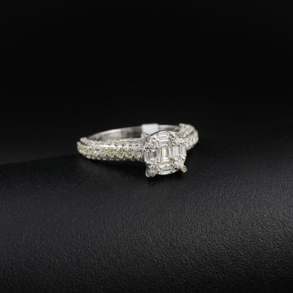 Anillo de bodas redondo de oro de 10 quilates con diamantes auténticos