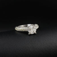 Anillo de bodas redondo de oro de 10 quilates con diamantes auténticos