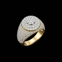 10K Yellow Gold Diamond Round Mens Ring