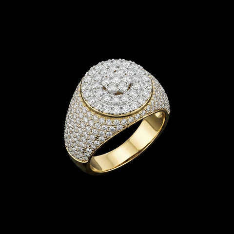 10K Yellow Gold Diamond Round Mens Ring