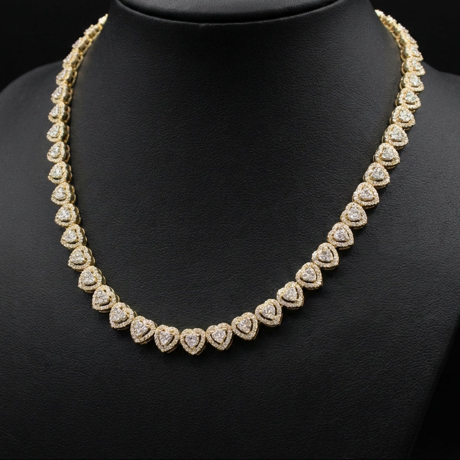 Real 10K Gold Diamond Heart Chain 6 CTW