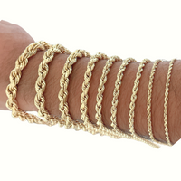 Pulsera de cuerda de oro de 10K real de 2.5mm