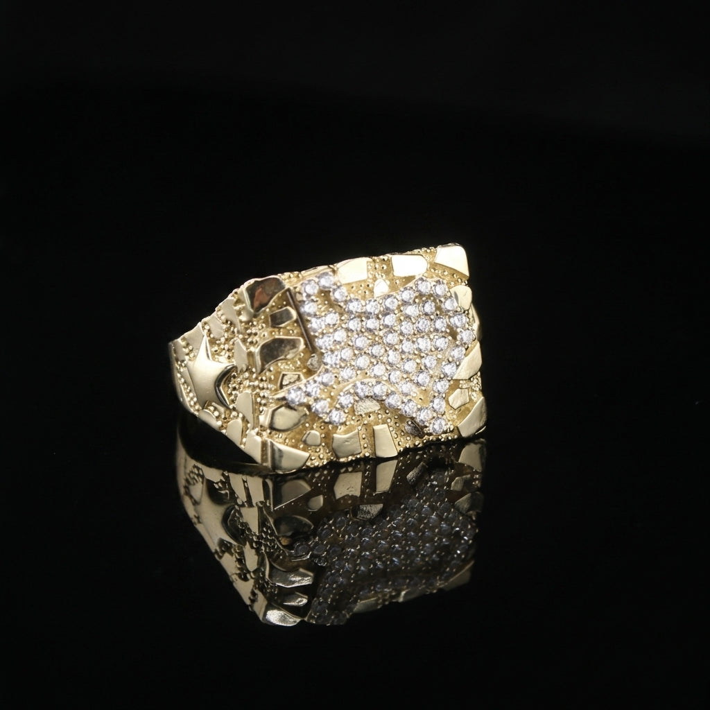 Anillo de oro de 10K auténtico de Texas con circonitas cúbicas