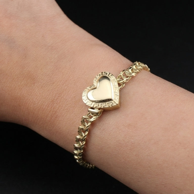 Pulsera Chino con Corazón de Oro de 10K auténtico
