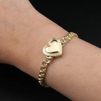 Pulsera Chino con Corazón de Oro de 10K auténtico