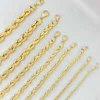 Pulsera de cuerda de oro de 10K real de 2.5mm
