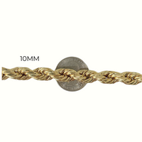 Pulsera de cuerda de oro de 10K real de 2.5mm