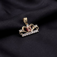 Real 10K Gold Quinceañera Red Stone Charm