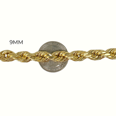10K Rope Bracelet 2.5mm - 10mm