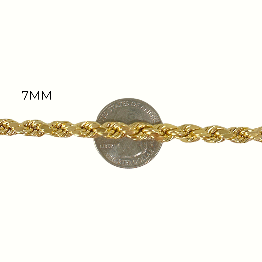 Pulsera de cuerda de oro de 10K real de 2.5mm