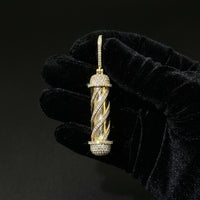 14K Diamond Barber Pole 3D Pendant 5.45 CTW