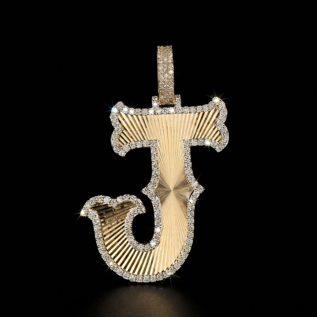 10K Diamond Letter "J" Pendant