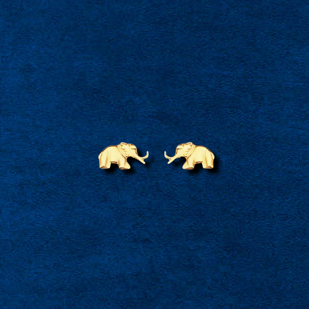 Pendientes de elefante de oro de 14 quilates auténtico