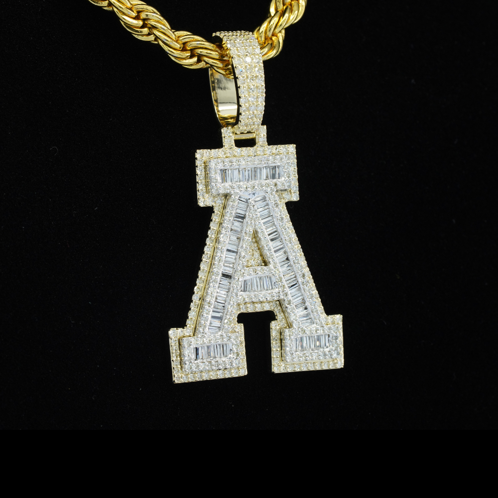 Real 10K Gold Diamond Letter A Pendant 1.7 CTW