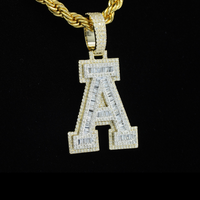 Real 10K Gold Diamond Letter A Pendant 1.7 CTW