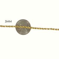 Pulsera de cuerda de oro de 10K real de 2.5mm