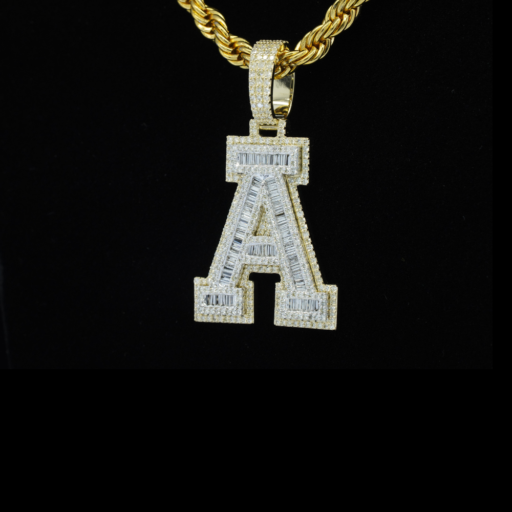 Real 10K Gold Diamond Letter A Pendant 1.7 CTW