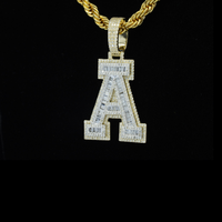 Real 10K Gold Diamond Letter A Pendant 1.7 CTW