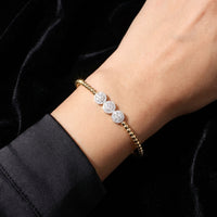 Brazalete flexible con diamantes de oro de 14 quilates auténtico