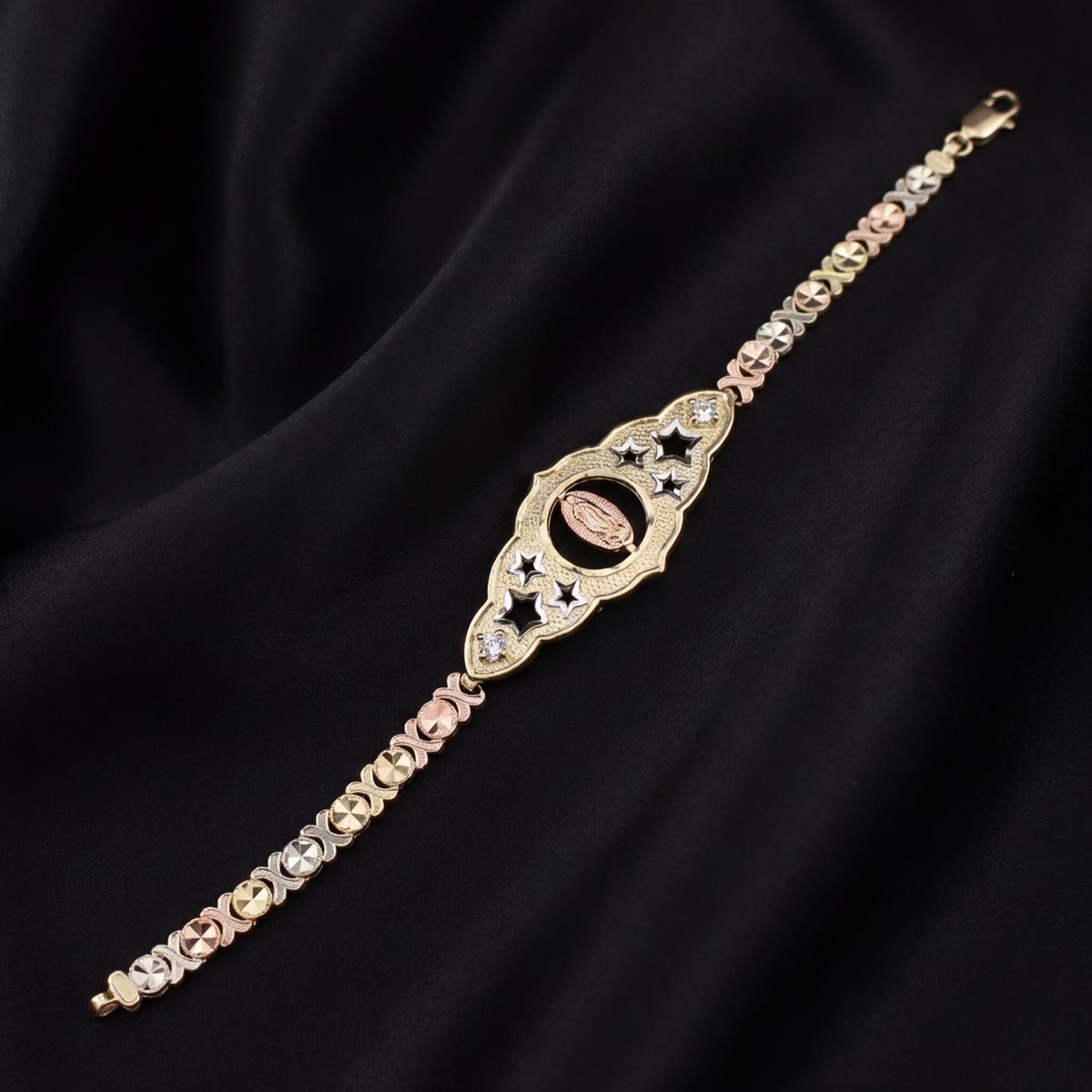 Pulsera de oro de 14K virgen María