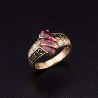 Anillo de clase de oro de 14 quilates con piedra de nacimiento - 2026