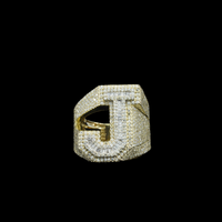 Anillo de hombre de oro de 10K real con diamante letra J 2.8 CTW