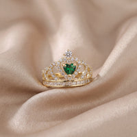 Real Gold 14K Tiara Green Stone Ring