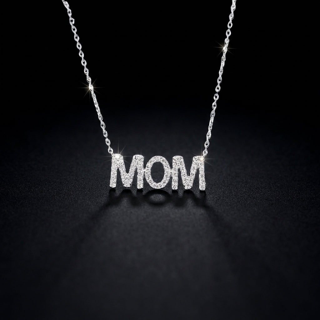 Gargantilla de oro de 10K con diamantes "Mamá"